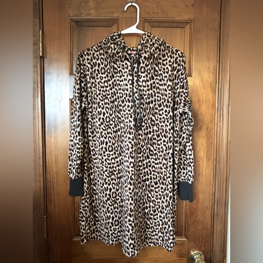 Betsey Johnson Hooded Nightgown Loungewear, Leopard